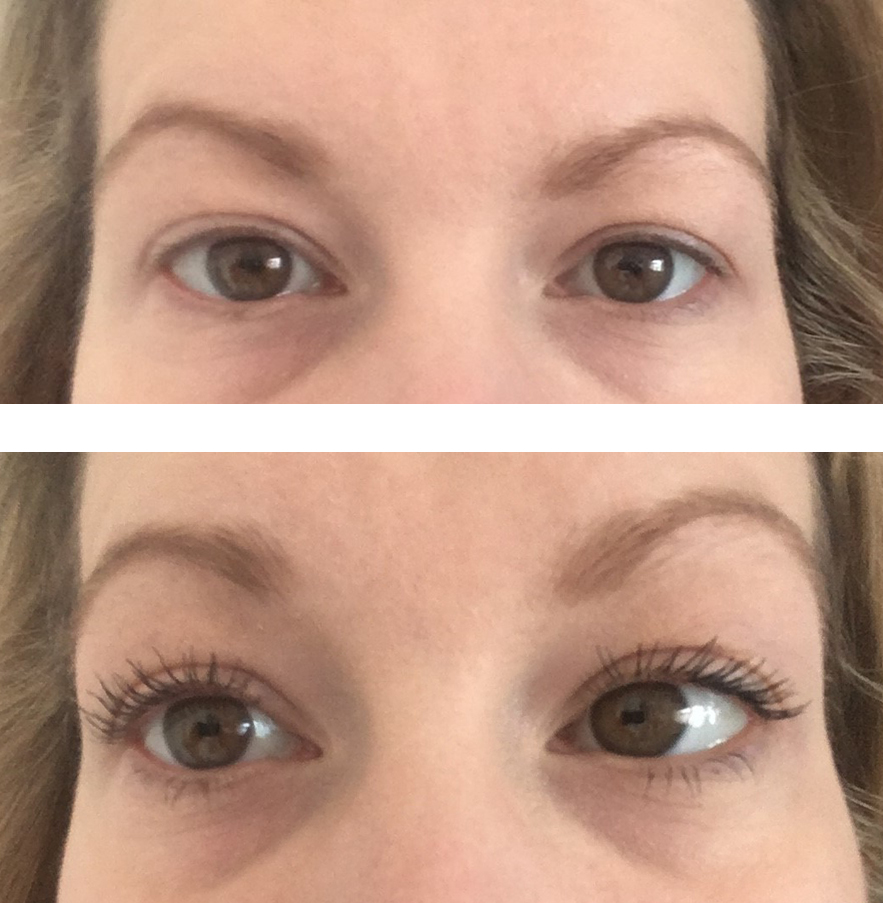 before and after applying Ardell Double Up Volumising Mascara