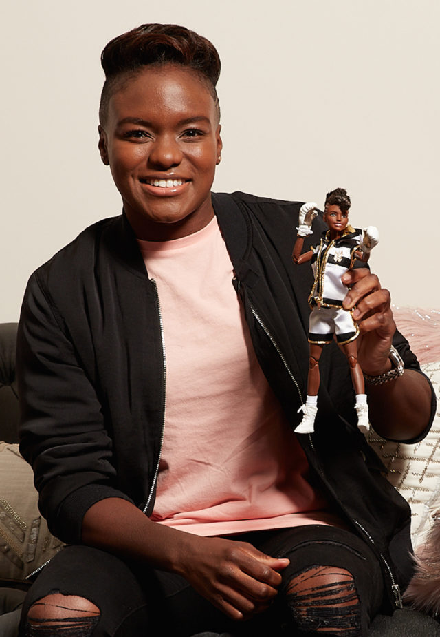 Two-time Olympic gold medallist boxing champion Nicola Adams with a one-of-a-kind 'Shero' Barbie doll in her likeness for International Women's Day.