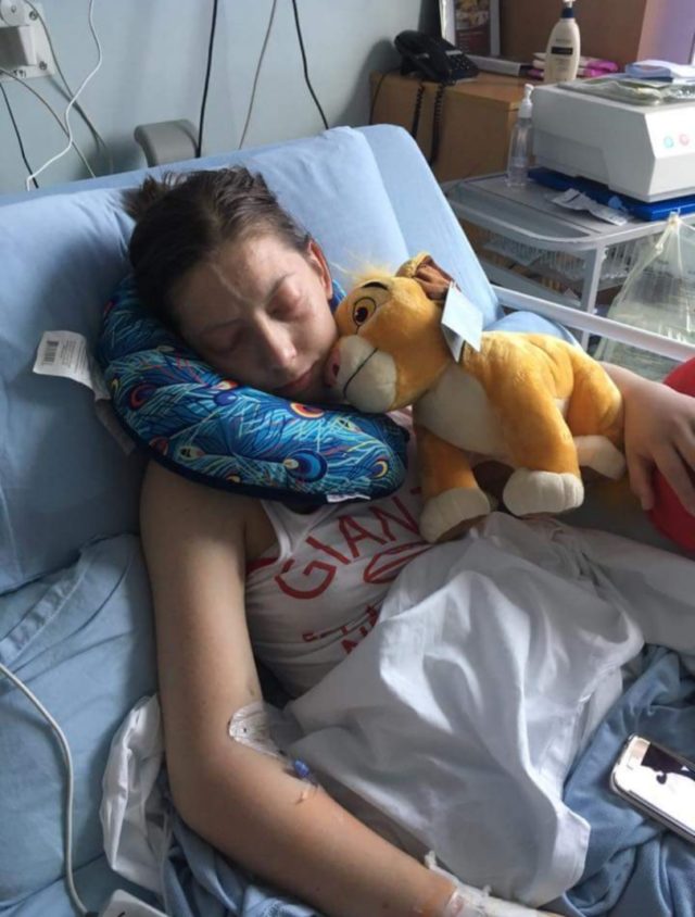Jade Carr in hospital before her transplant (NHSBT/PA)