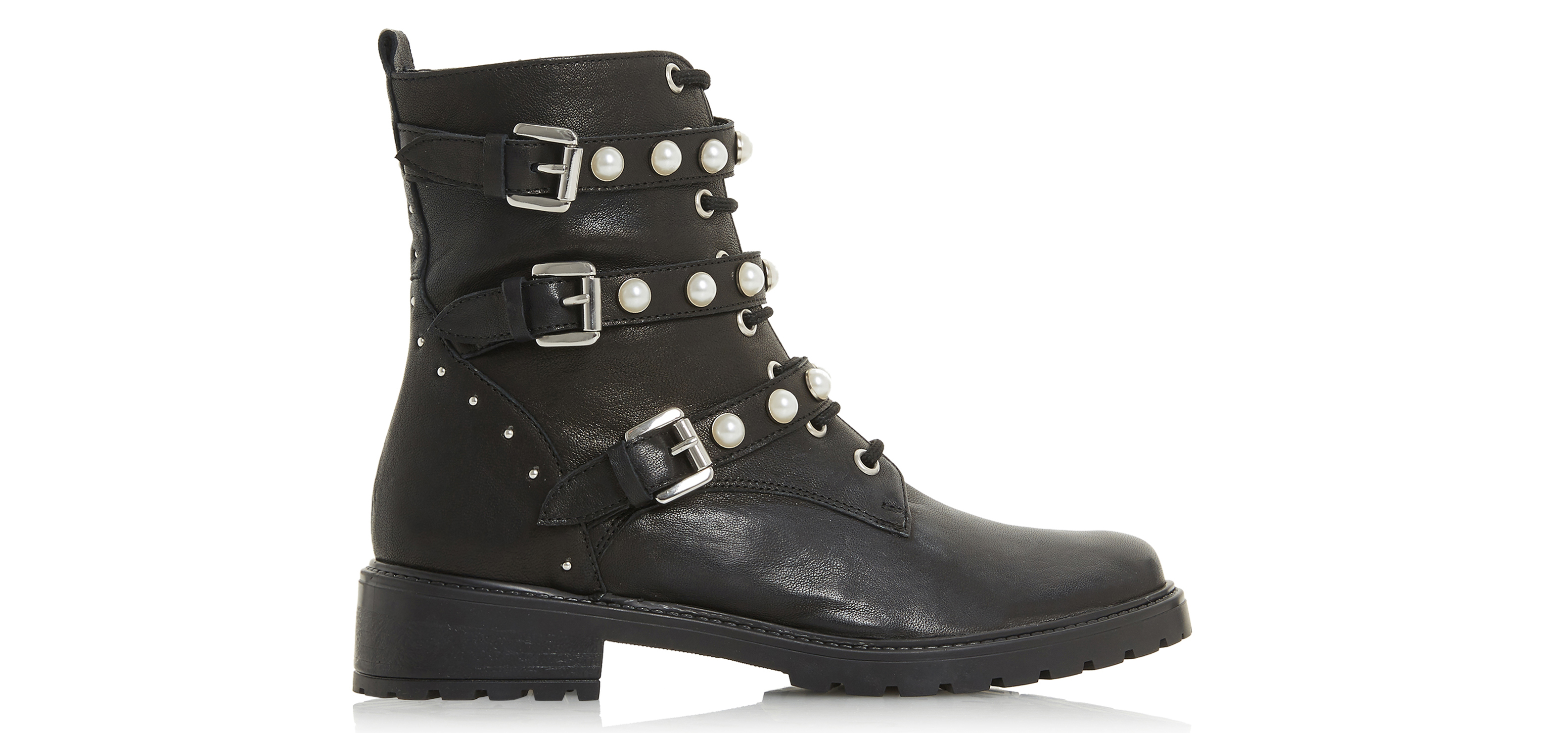 Dune Risky Black Biker Boots