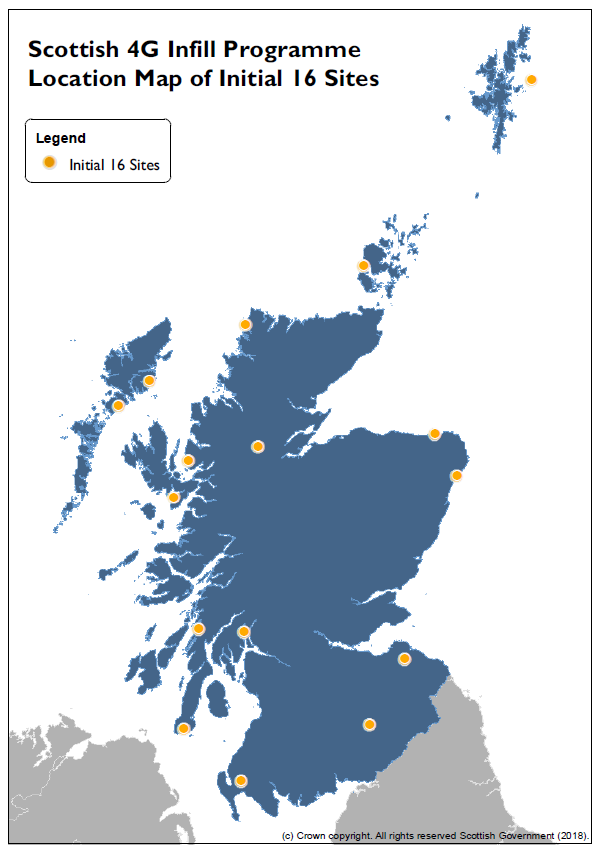 Map of initial 4G Infill sites (Scottish Government/PA)