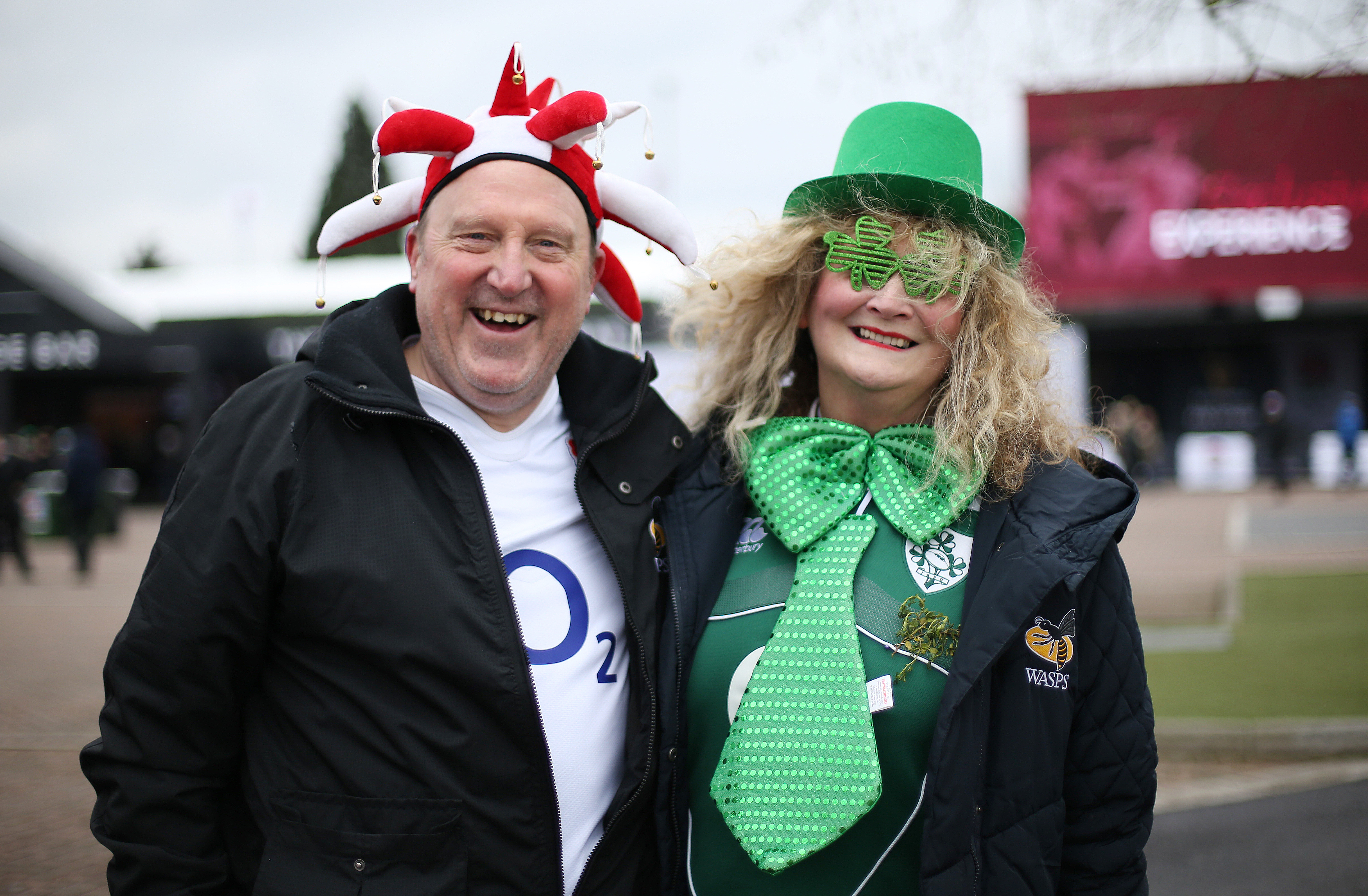 England and Ireland fans before the NatWest 6 Nations match at Twickenham Stadium, London