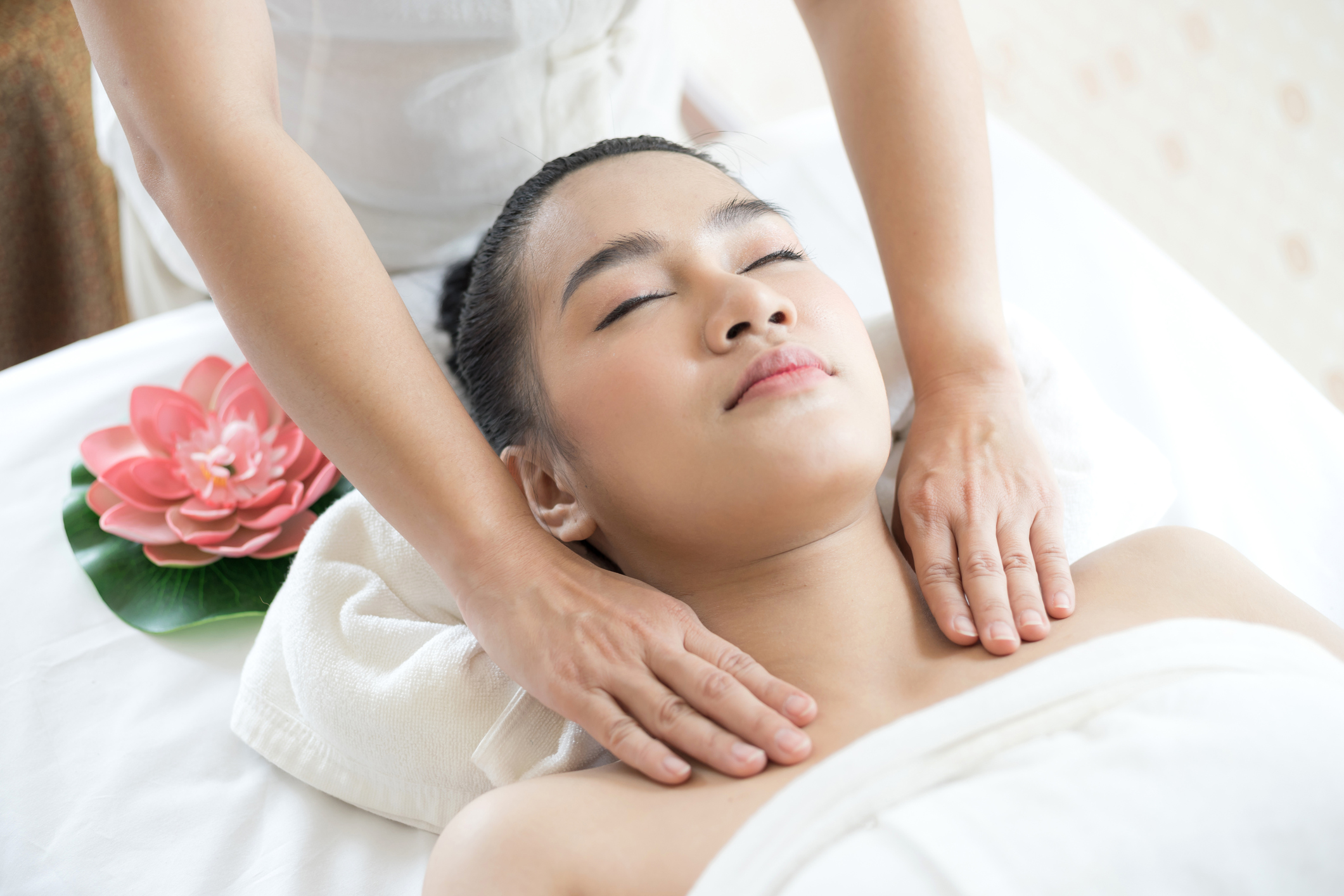 Woman having MLD massage