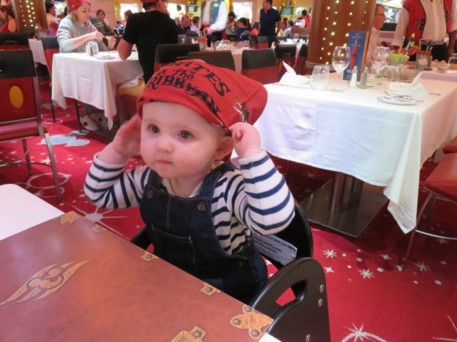 Evie in the Animator's Palate restaurant on Pirate Night