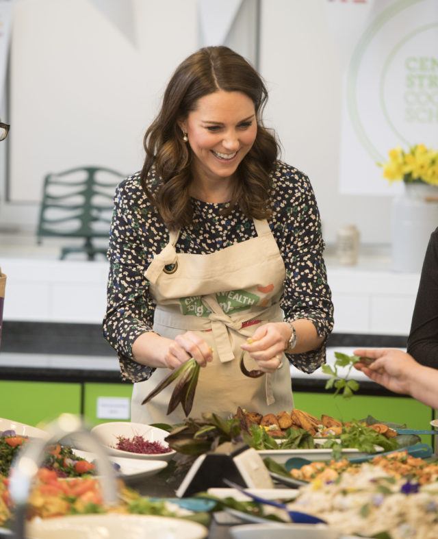 The Duchess of Cambridge taking part in preparations  for a Commonwealth Big Lunch at St Luke's Community Centre, London, London (Paul Edwards/The Sun/PA)
