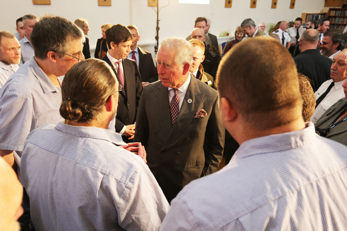 The Prince of Wales meets members of the prison choir (Marc Giddings/The Sun/PA)