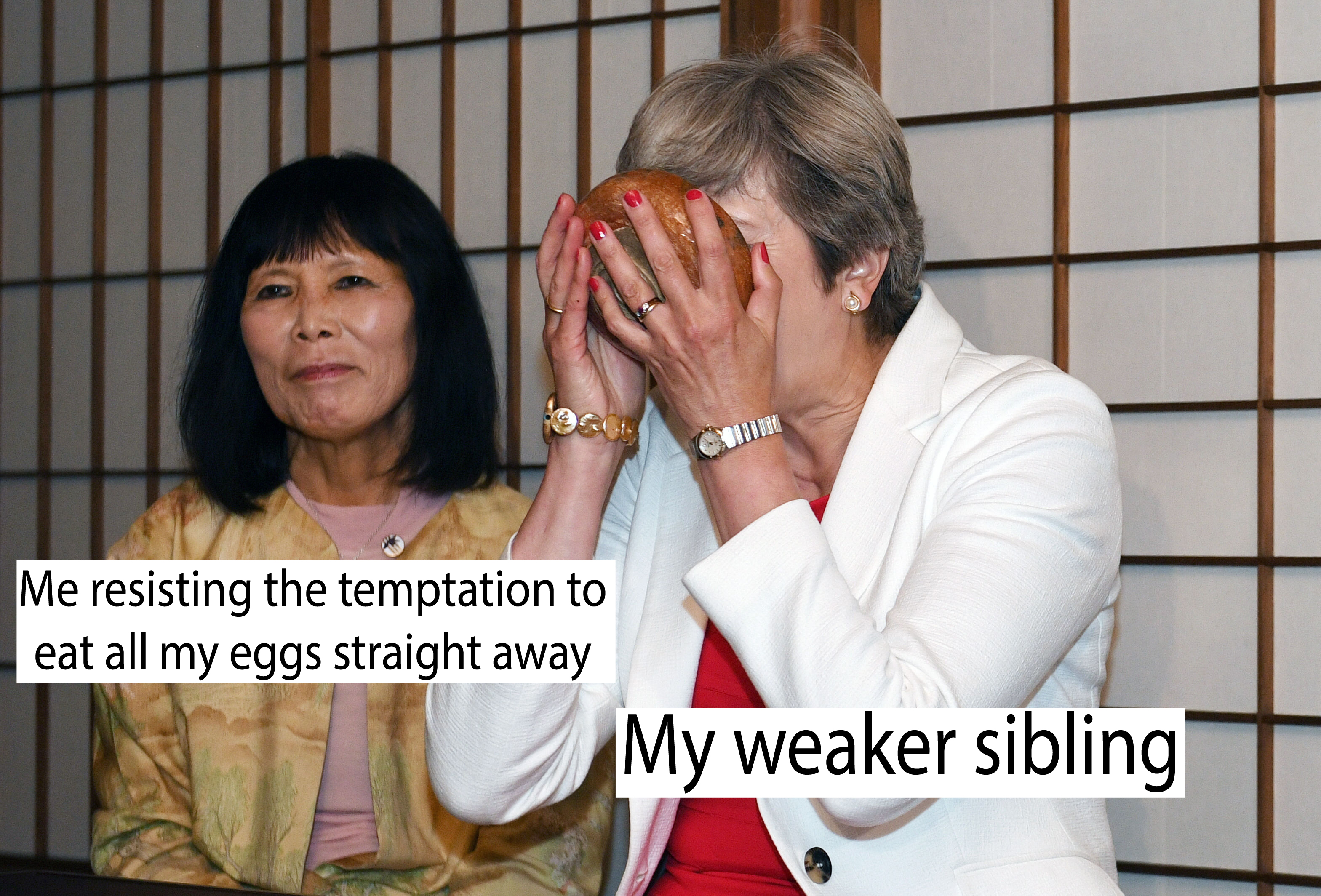Theresa May taking part in a tea ceremony in Kyoto, Japan