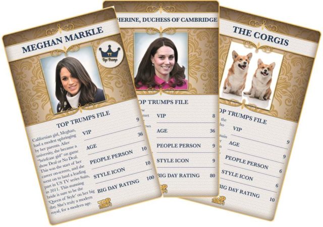 Meghan, Kate and the Corgis in the special Top Trumps pack (Winning Moves/PA)