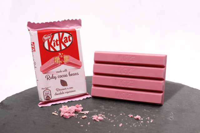 Nestle's new KitKat made with ruby cocoa beans. (Nestle/PA)