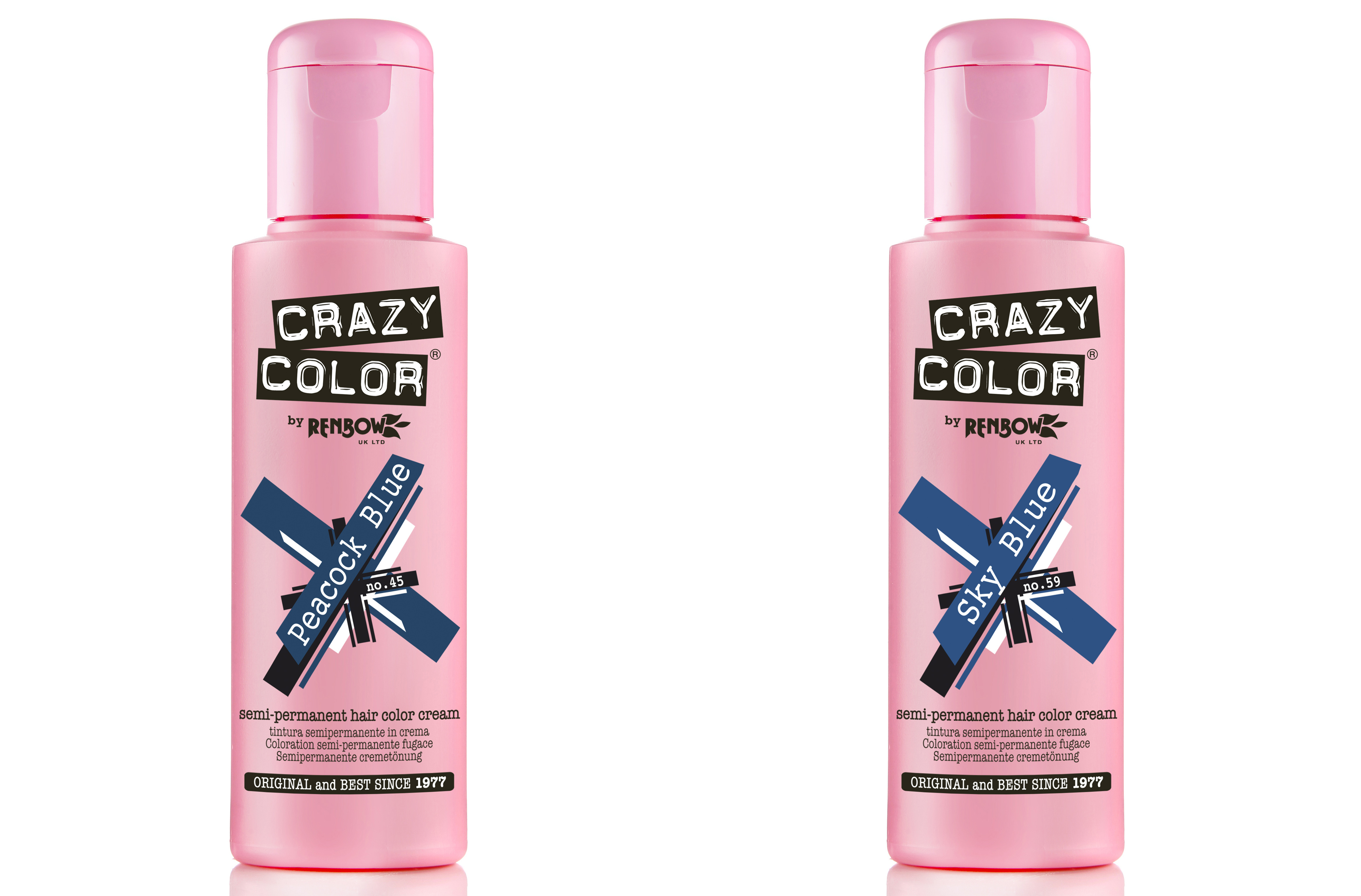 Crazy Color Semi-Permanent Hair Color Creams in Peacock and Sky Blue