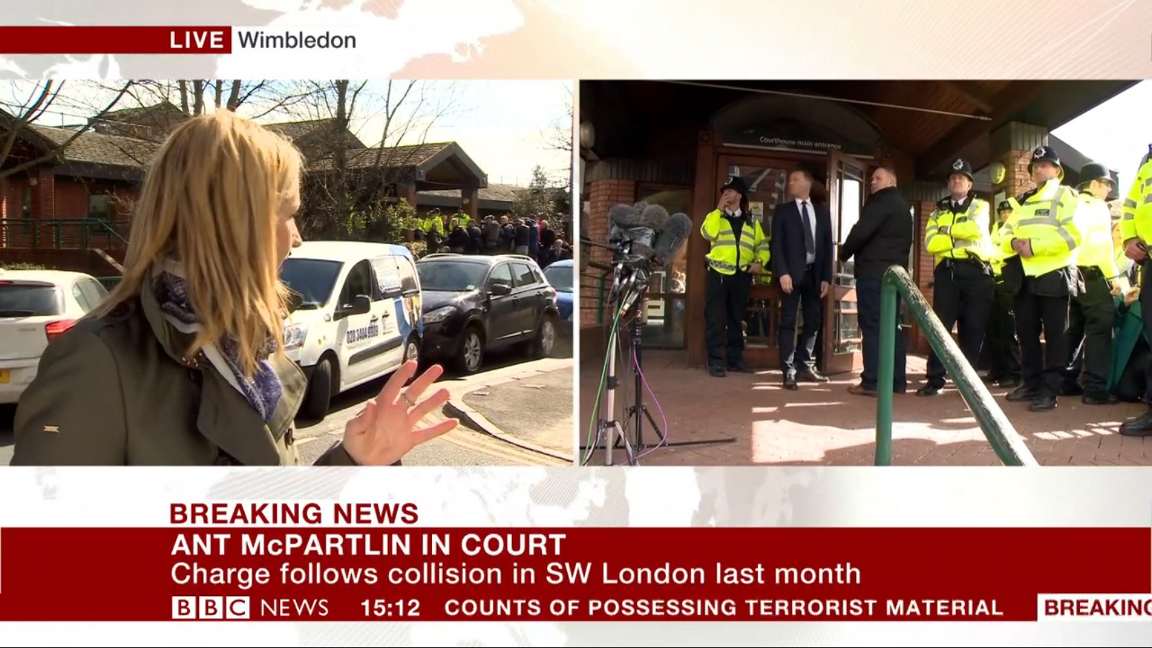 BBC reporter Alison Freeman, who was outside Wimbledon Magistrates Court (BBC News/PA)
