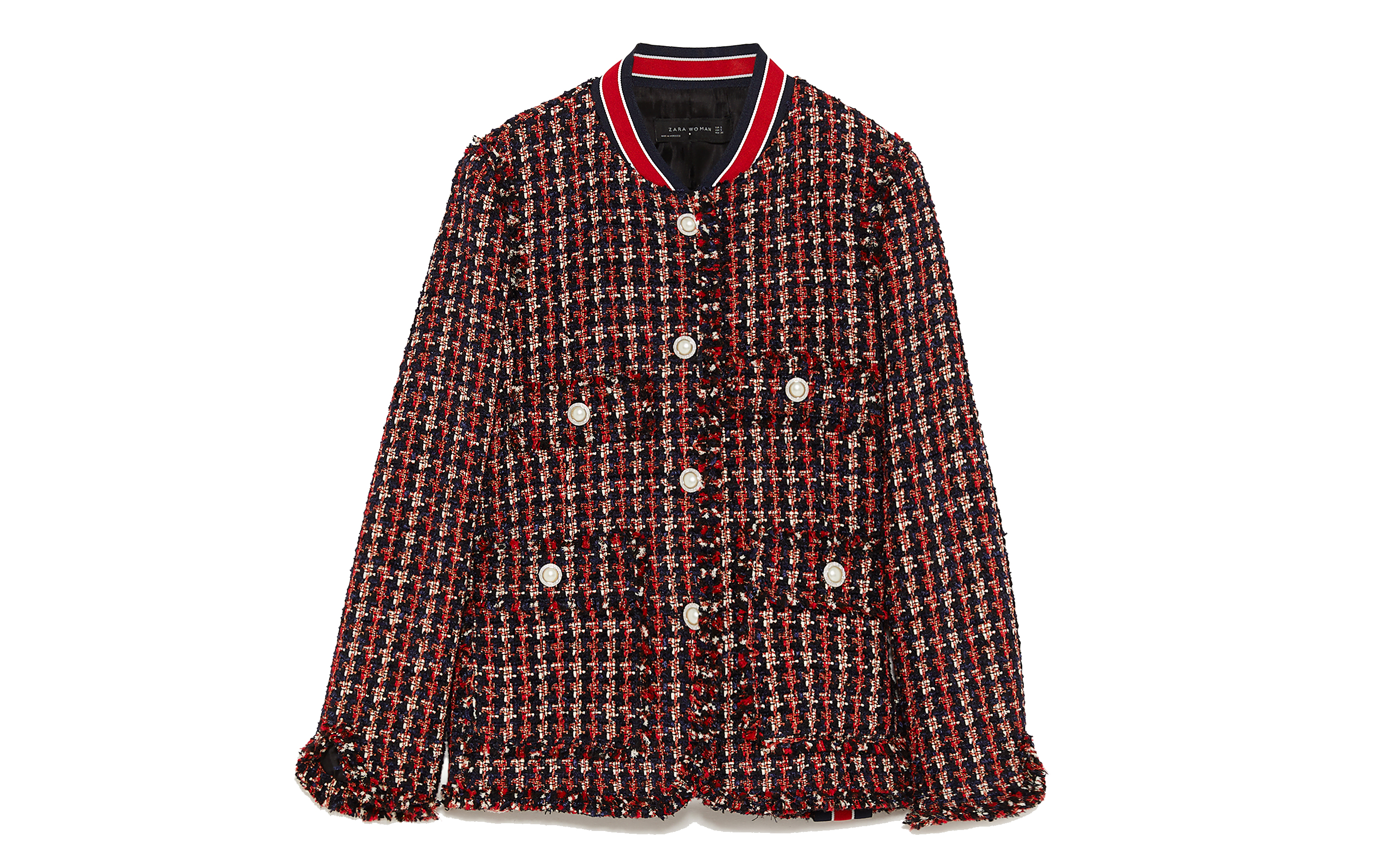Zara Tweed Jacket with Striped Detail