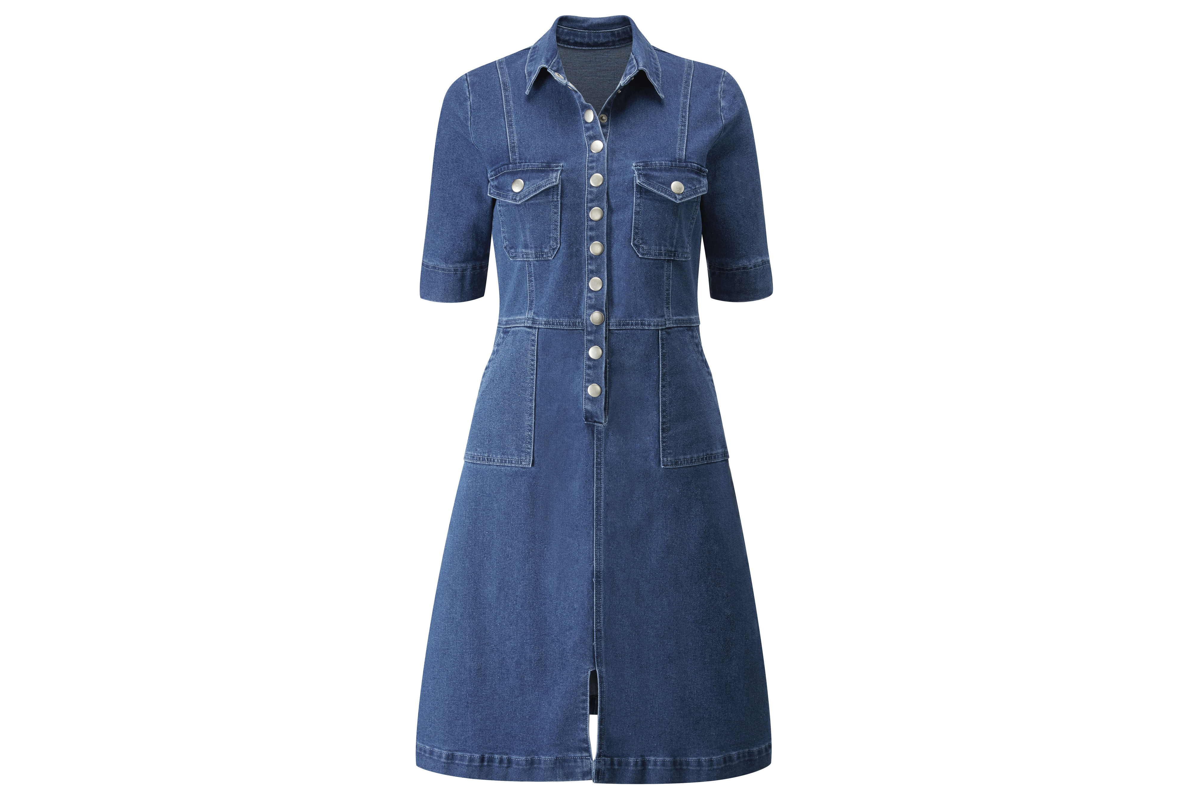Sosandar Indigo Popper Front Denim Dress