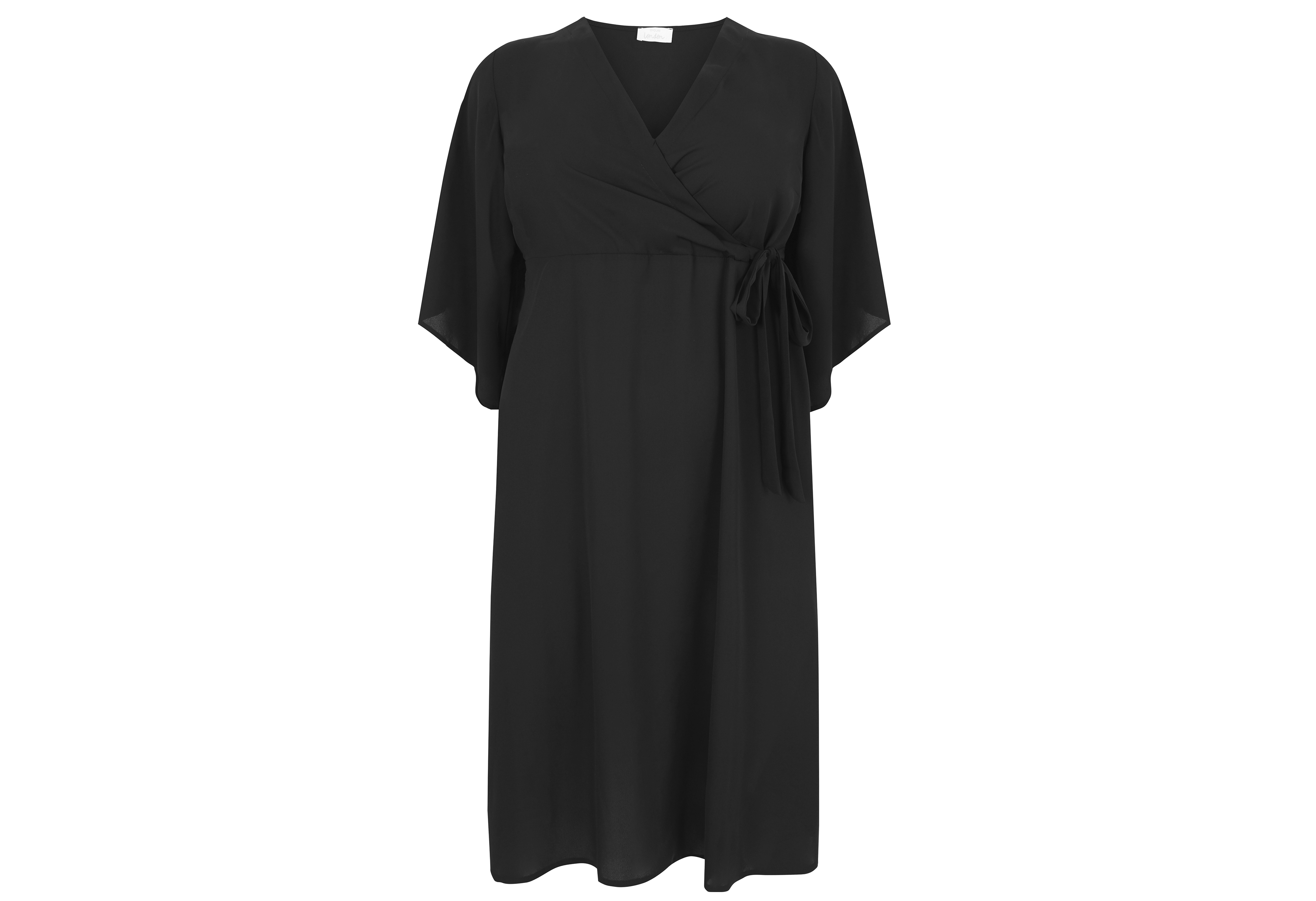 Yours London Black Wrap Dress With Tie Waist