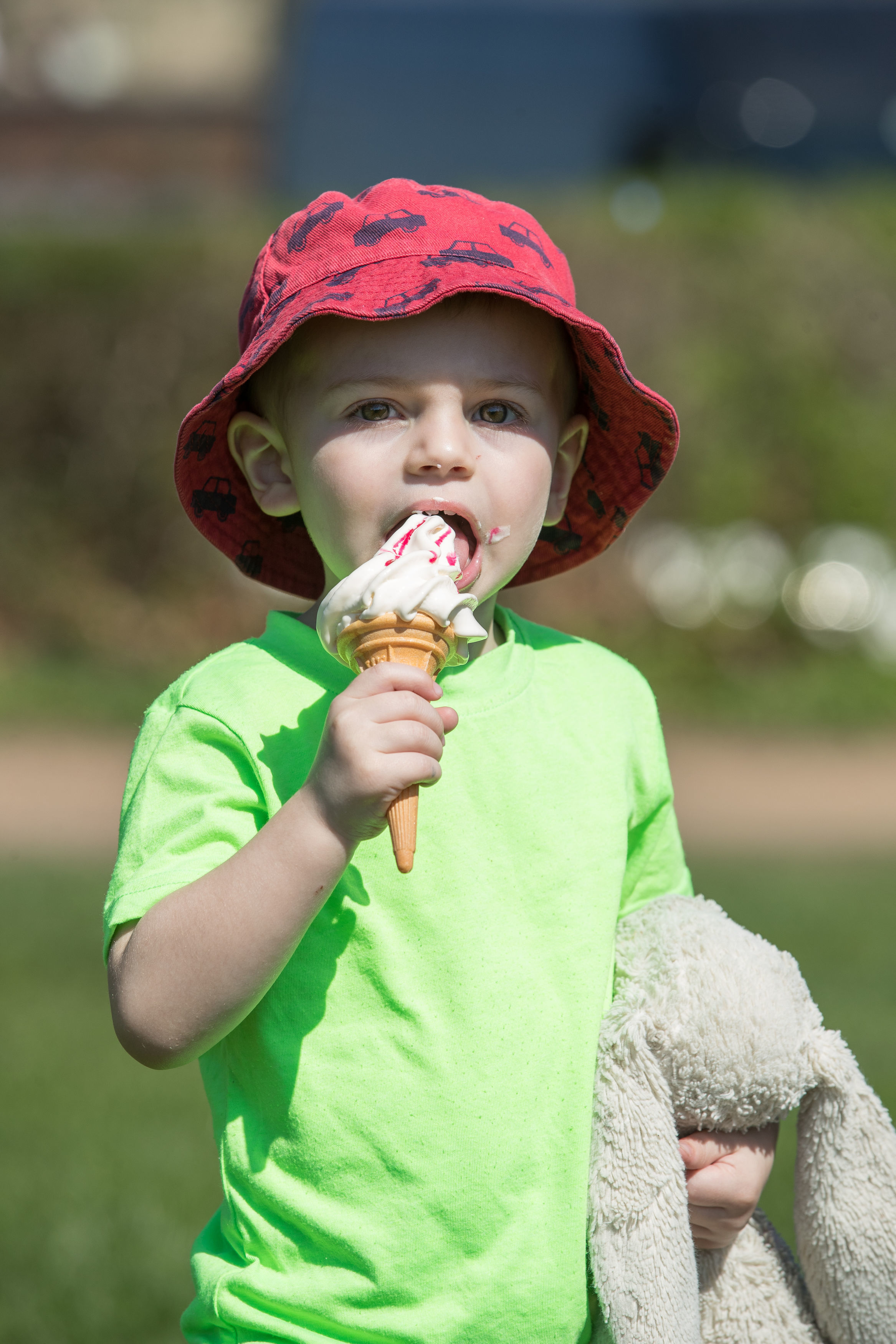Perfect weather for ice cream: Three-year-old Jayden Lynch enjoys a refreshing treat (Aaron Chown/PA)