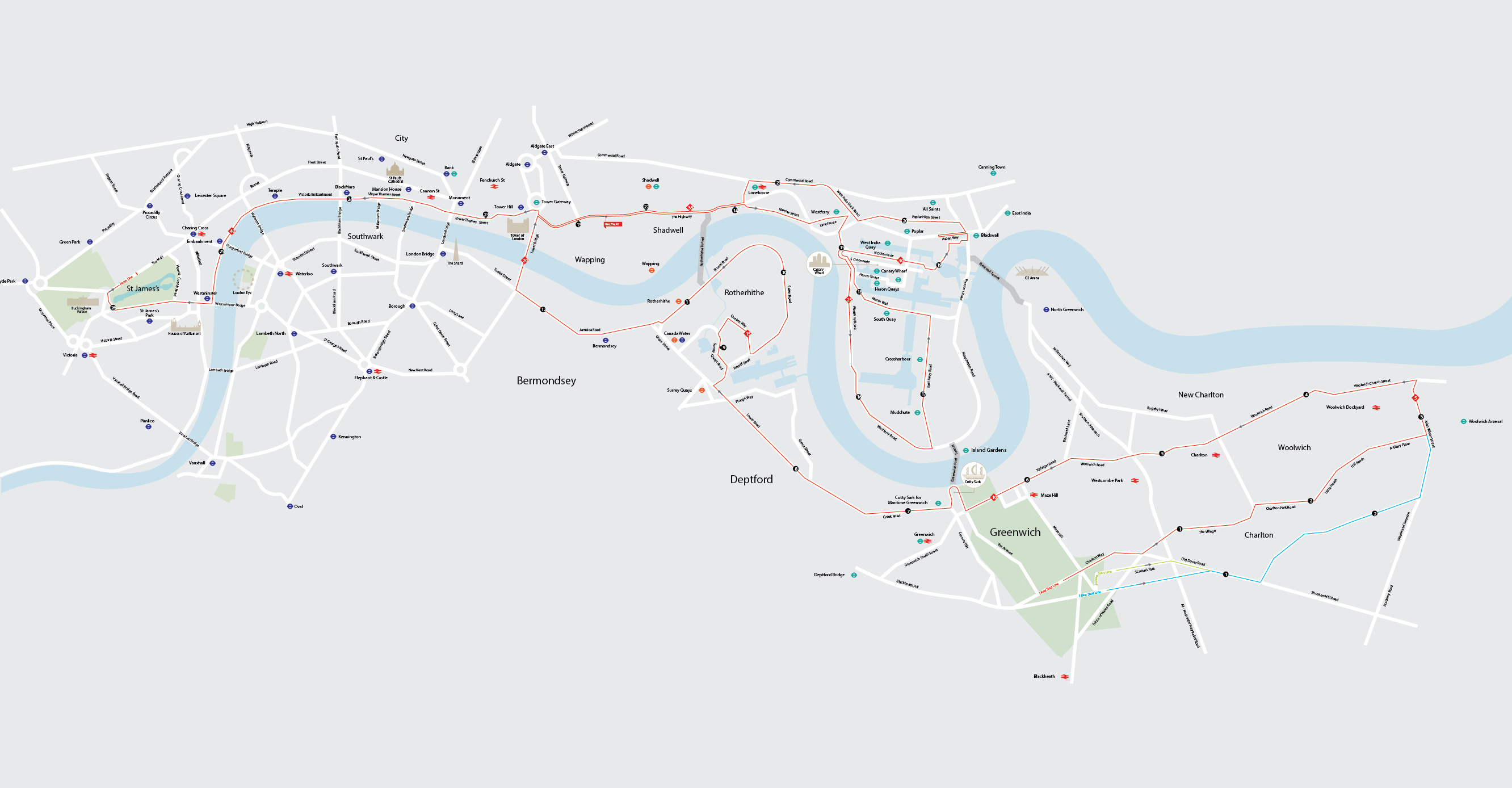 The route (Virgin Money London Marathon /PA)