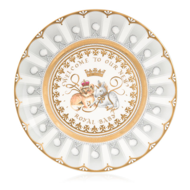 The china plate commemorating the birth of the Duke and Duchess of Cambridge's third child (Royal Collection Trust/Her Majesty Queen Elizabeth II 2018/PA)