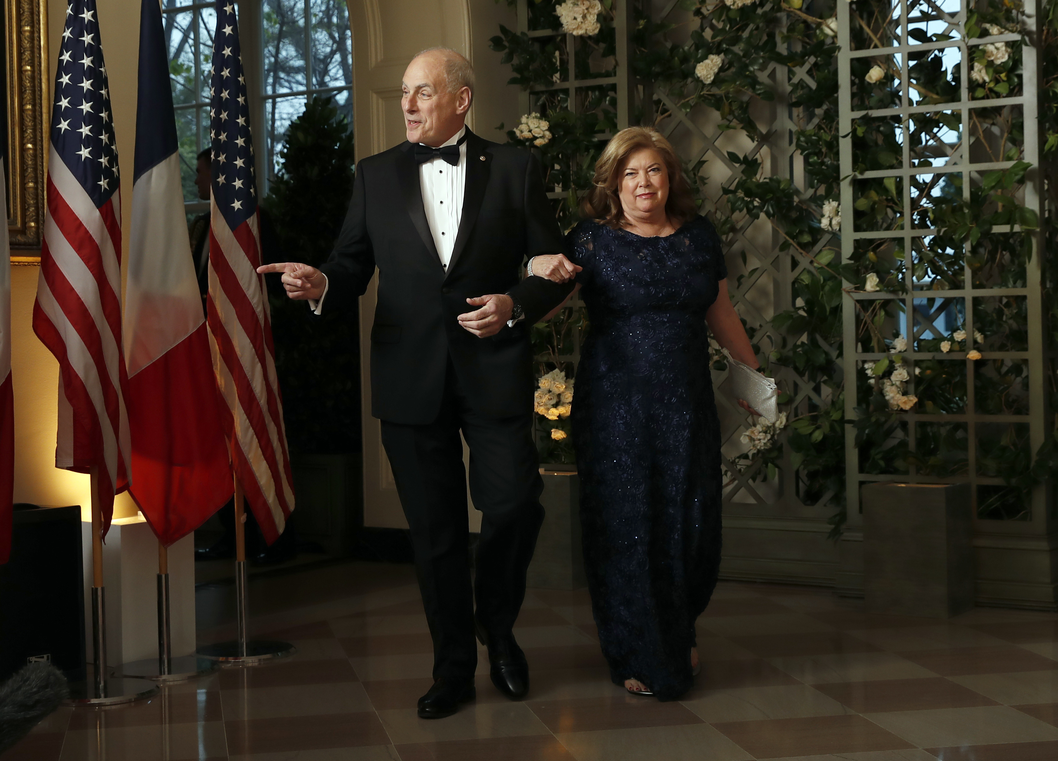 John Kelly and his wife Karen Kelly at a state dinner at the White House (Alex Brandon/AP)