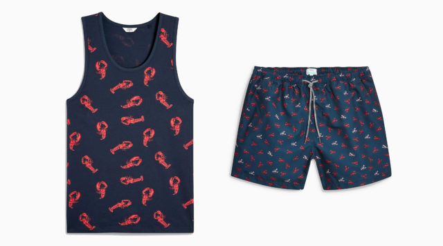 Next Navy Lobster Print Vest and Navy Lobster Print Swim Shorts