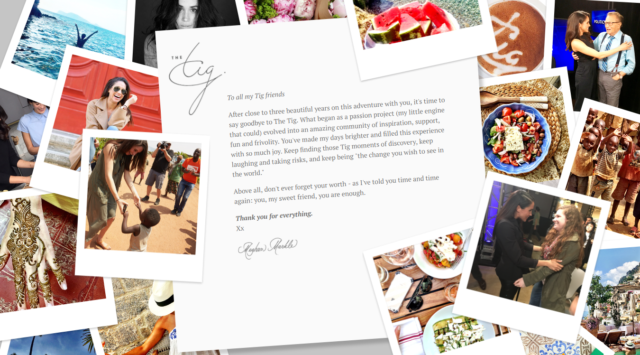 Meghan Markle's farewell on thetig.com (PA screengrab)