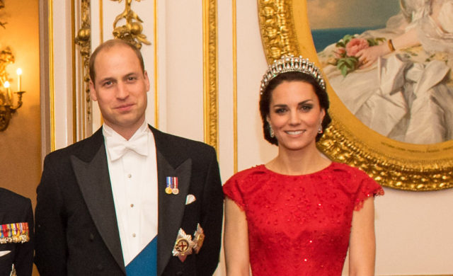 Kate in Diana's Cambridge Lover's Knot tiara at a diplomatic reception (Domininc Lipinksi/PA)