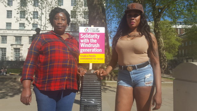 Yvonne Williams and Simone Daley at the rally on Whitehall on Saturday May 5 (Catherine Wylie/PA)