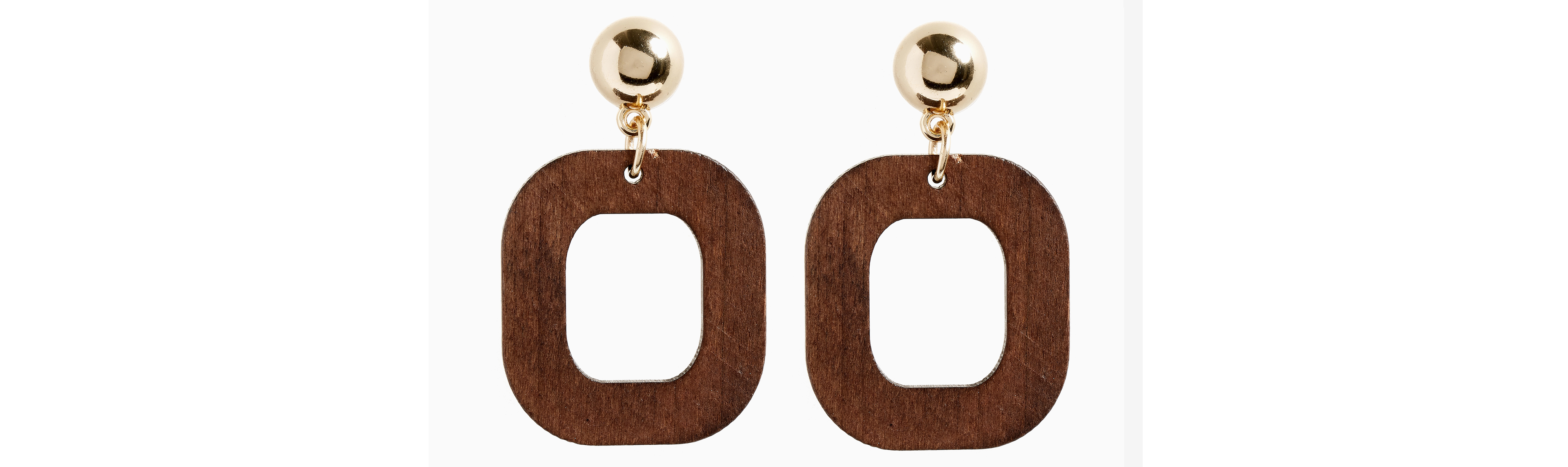 Next Gold Tone Geometric Wood Effect Drop Earrings
