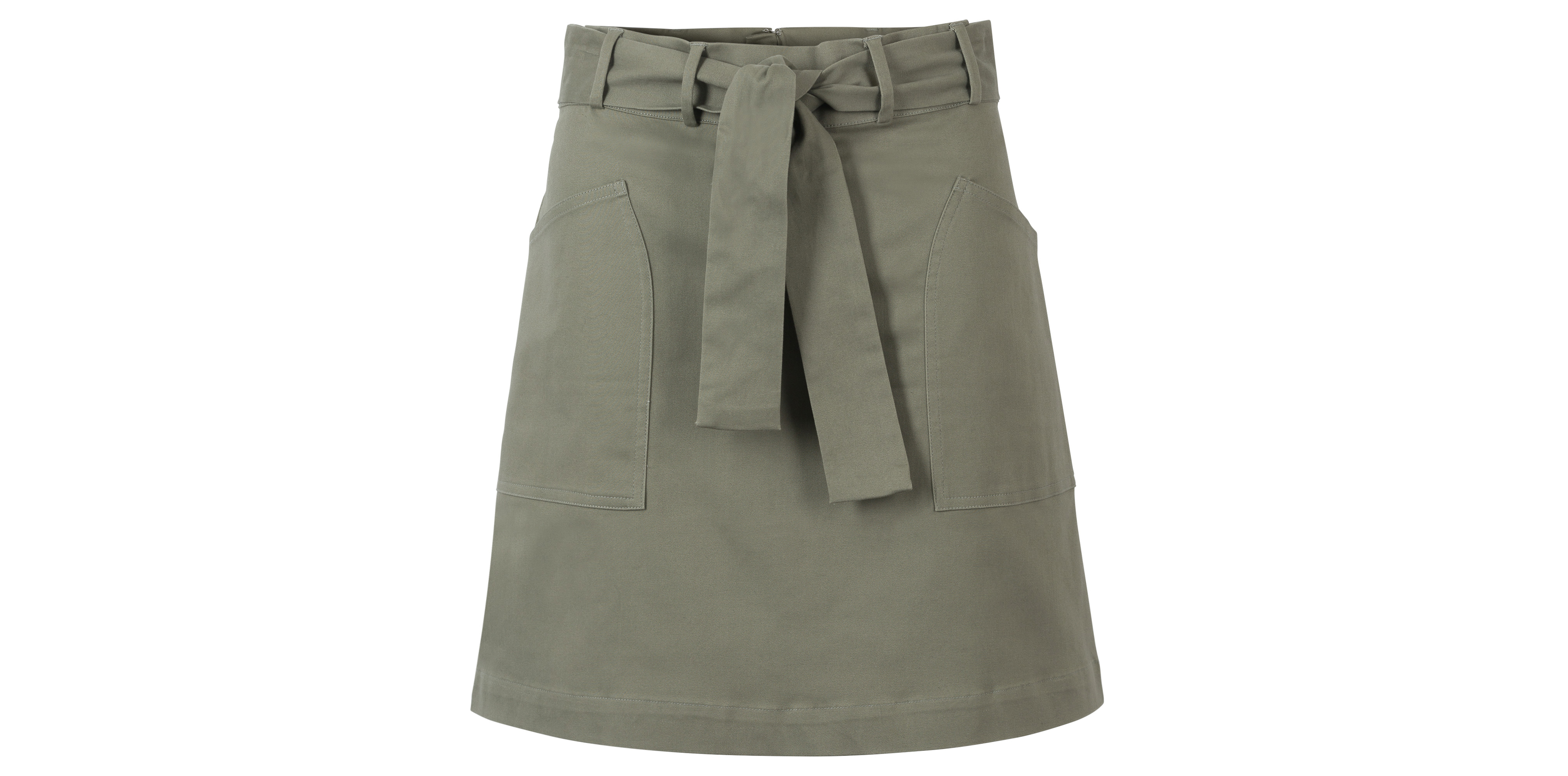 Oliver Bonas Divide Utility Khaki Cotton Mini Skirt