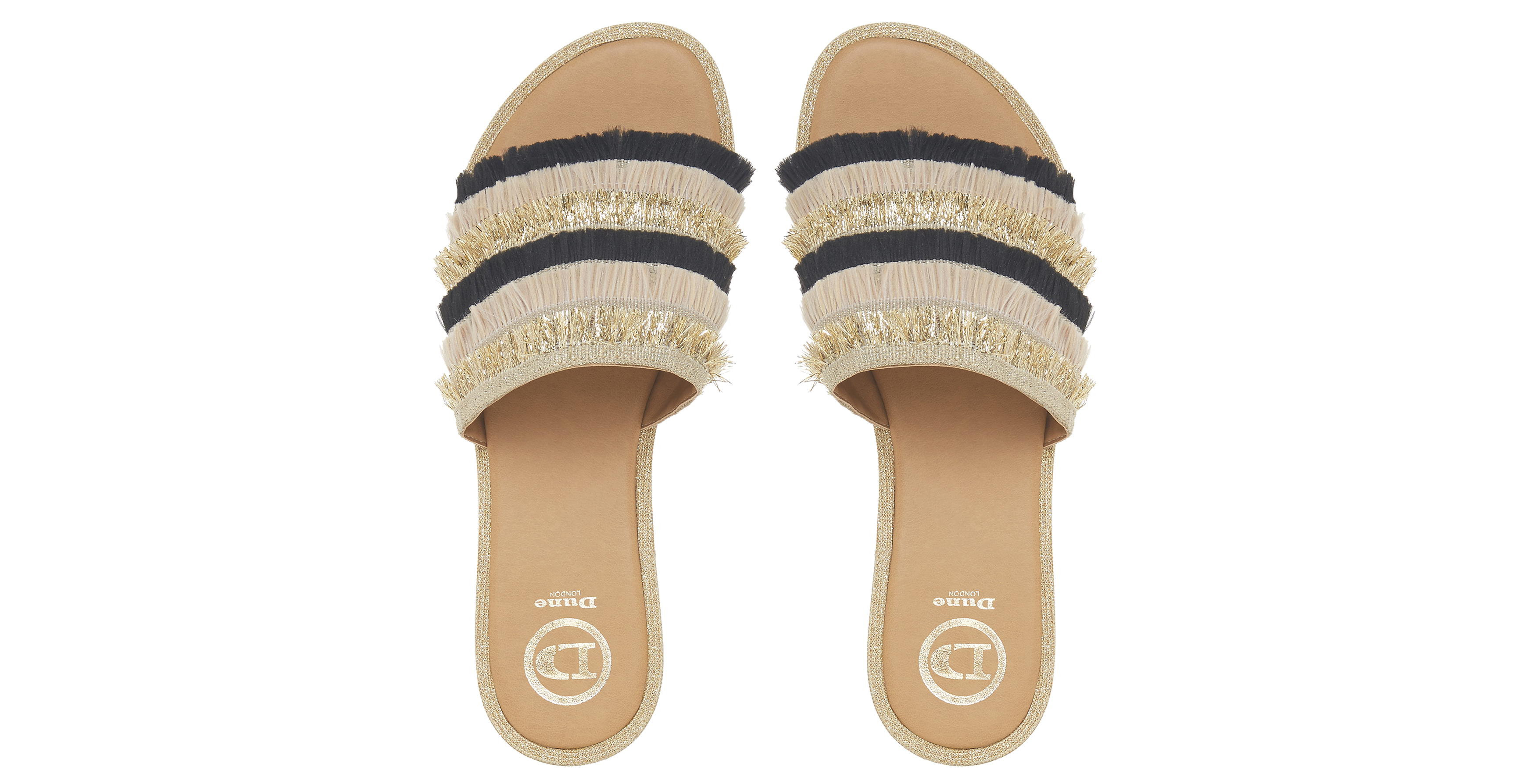 Dune Lemonade Metallic Frayed Trim Mule