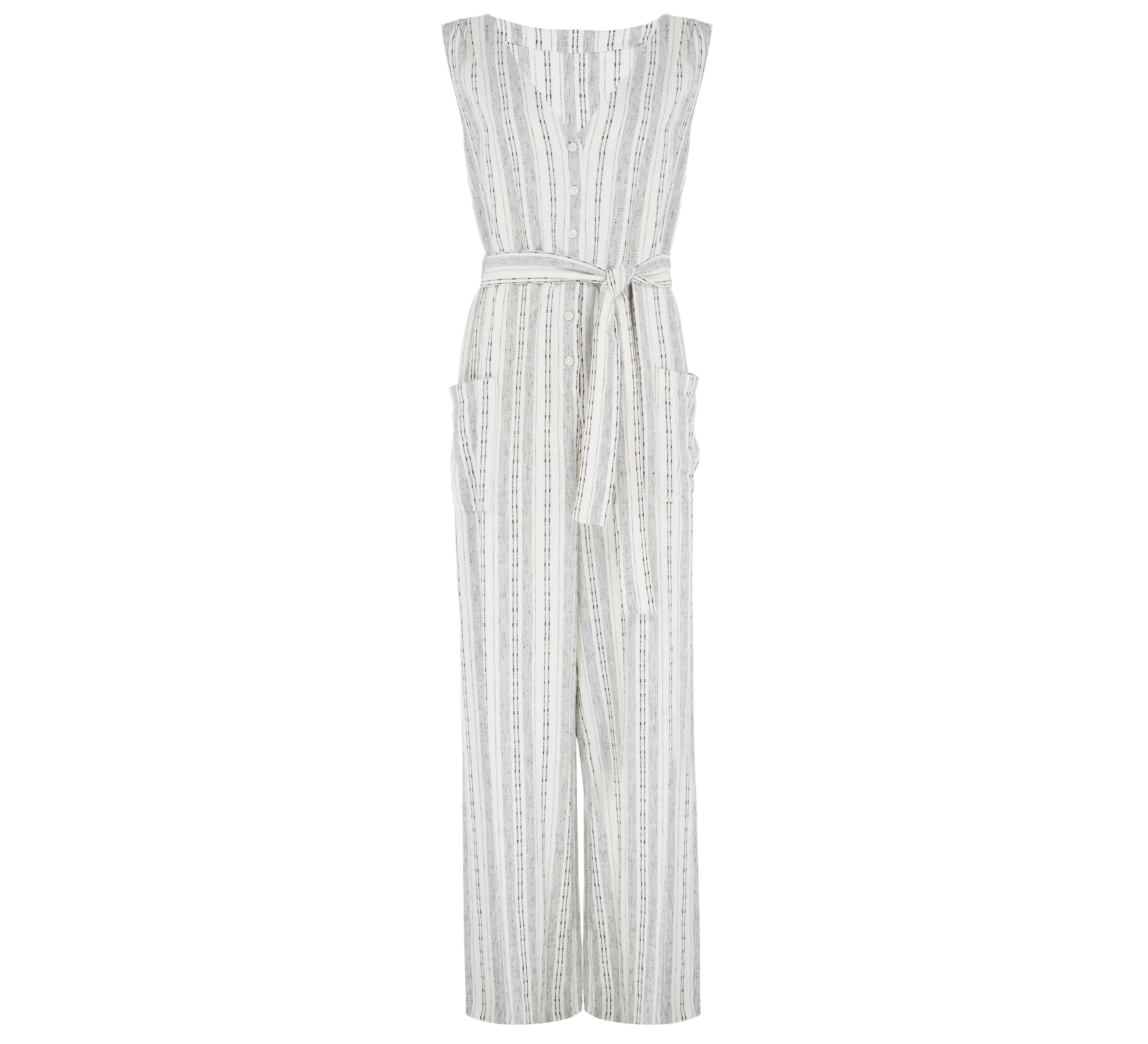 Marks and Spencer Linen Rich Striped Jumpsuit with Belt