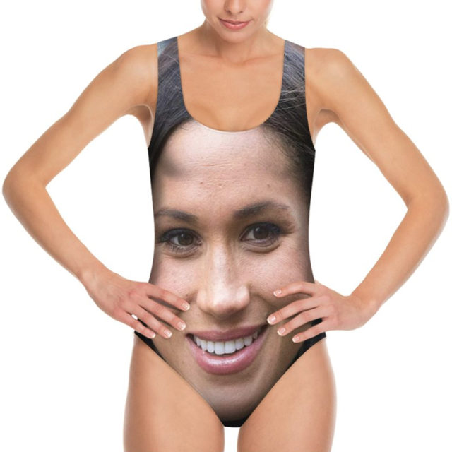 A swimsuit with Meghan Markle's face on the front (Bags of Love/PA wire)