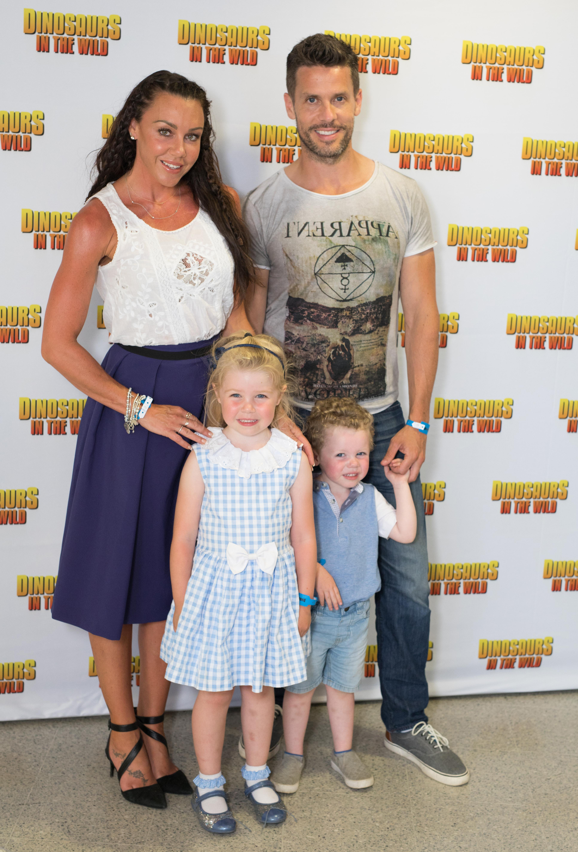 Michelle Heaton and Hugh Hanley with Faith, and AJ, n 2017. (David Parry/PA)