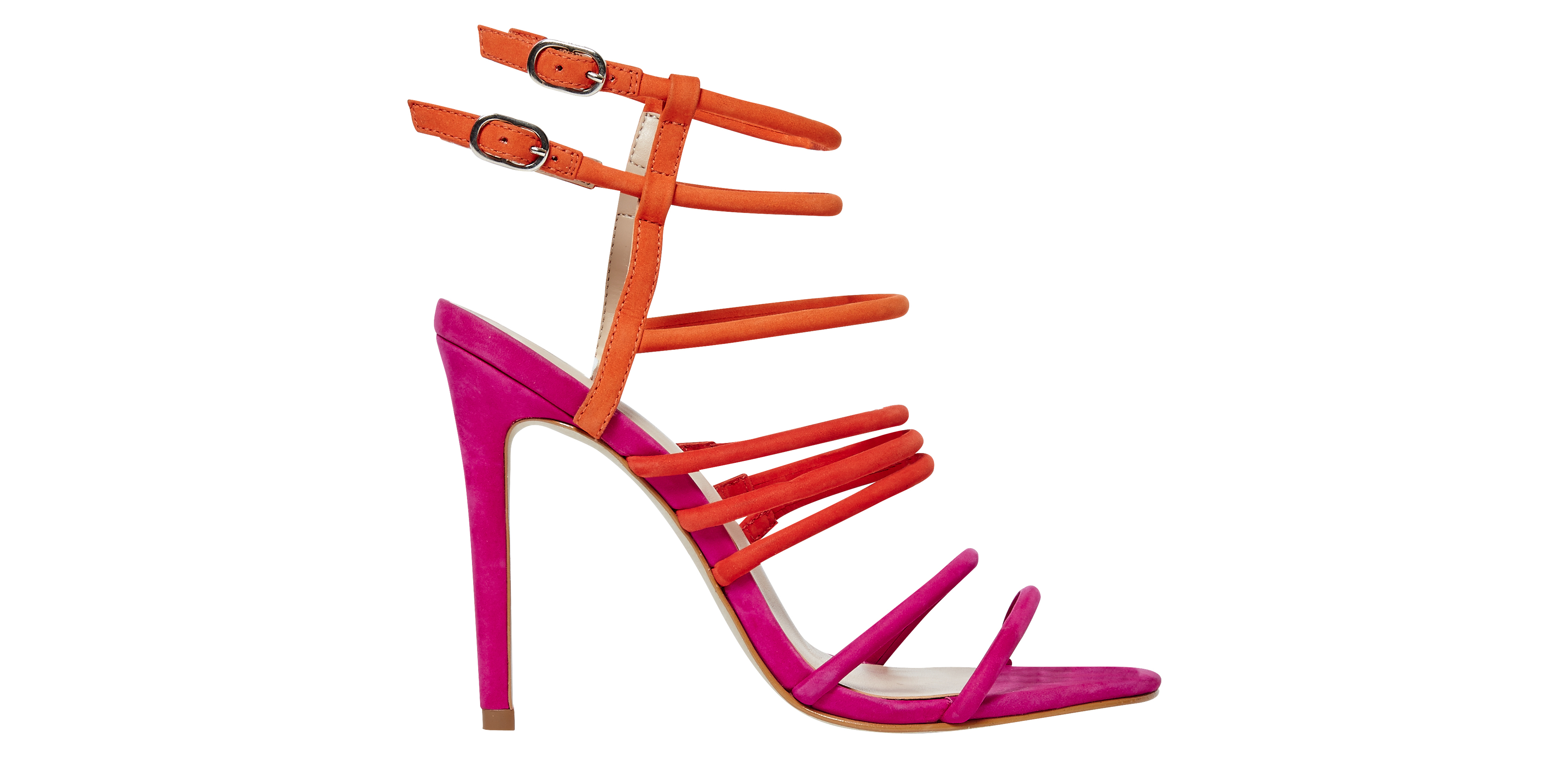 Office Highlighter Tubular Strap Heels Red Pink