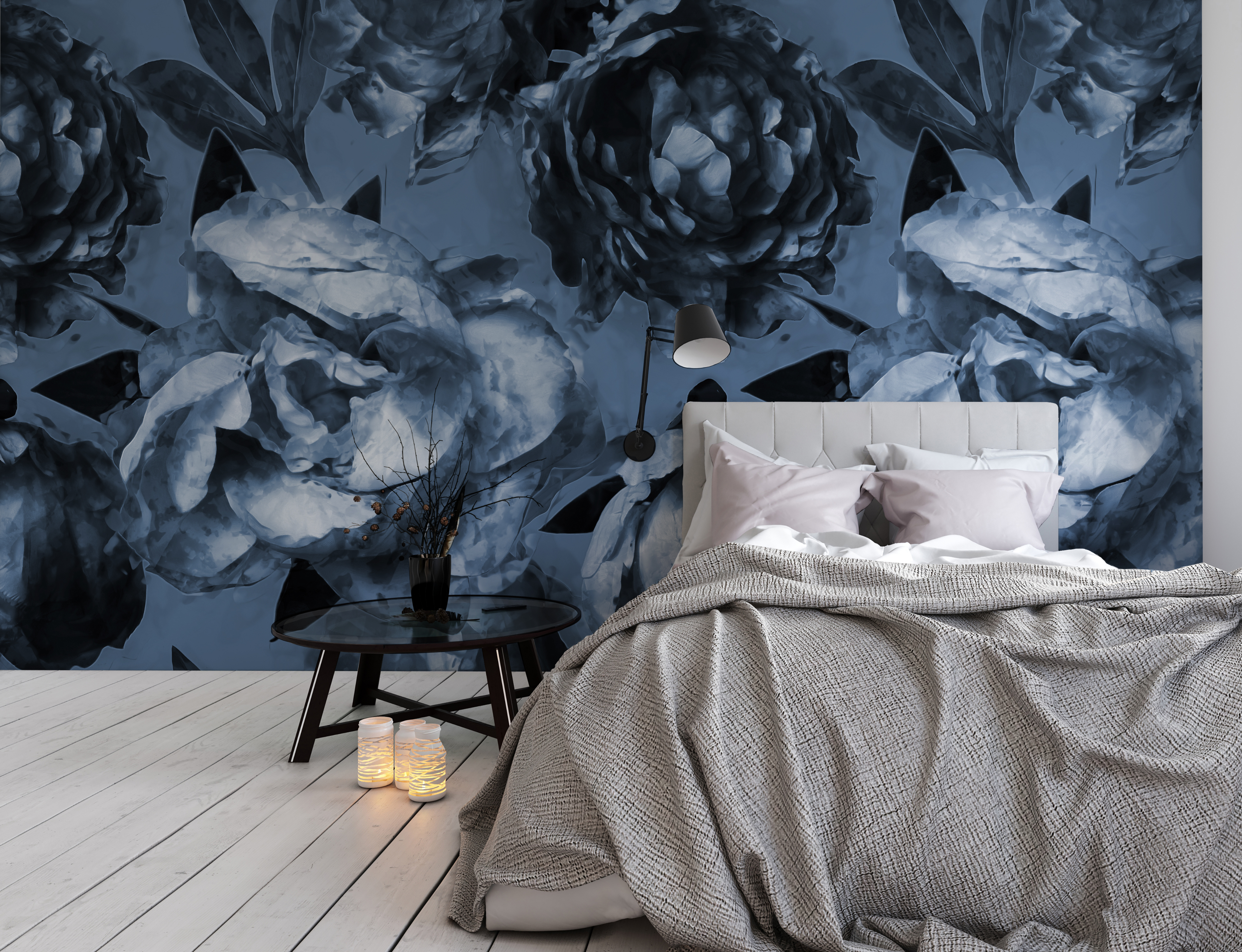 Peonies Wallpaper Mural by Behangfabriek, blue, £75 per square metre, LimeLace (LimeLace/PA)