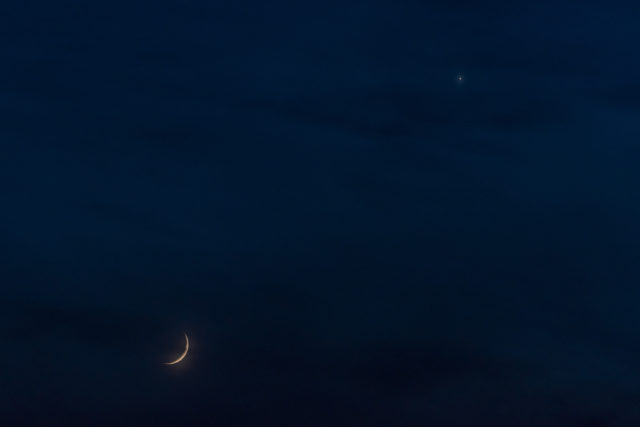 Crescent moon and Venus.