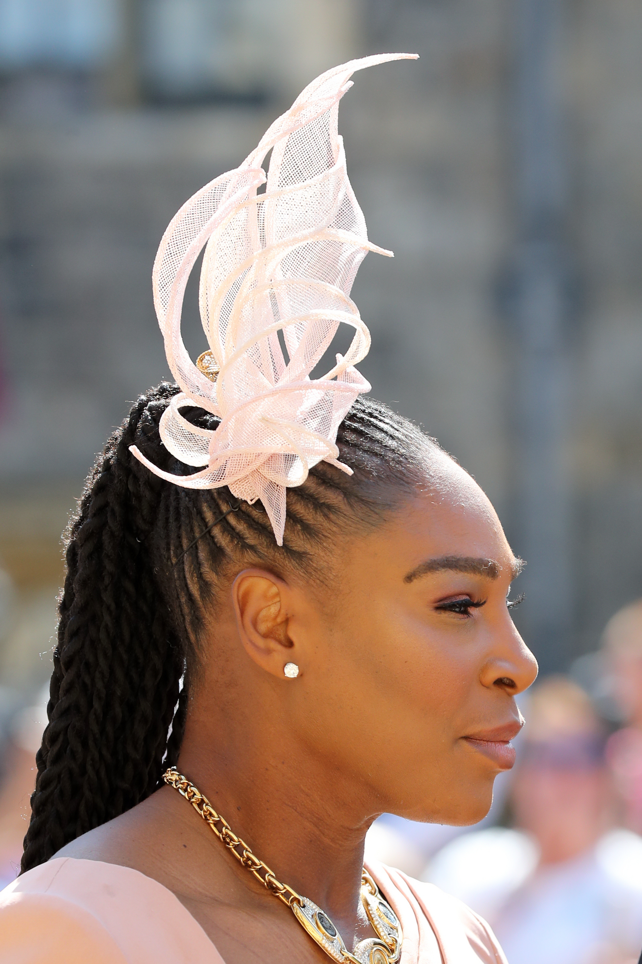 Serena Williams arrives at St George's Chapel at Windsor Castle for the wedding of Meghan Markle and Prince Harry.