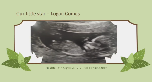 The ultrasound of Logan Gomes shown on screen at the Grenfell Inquiry.