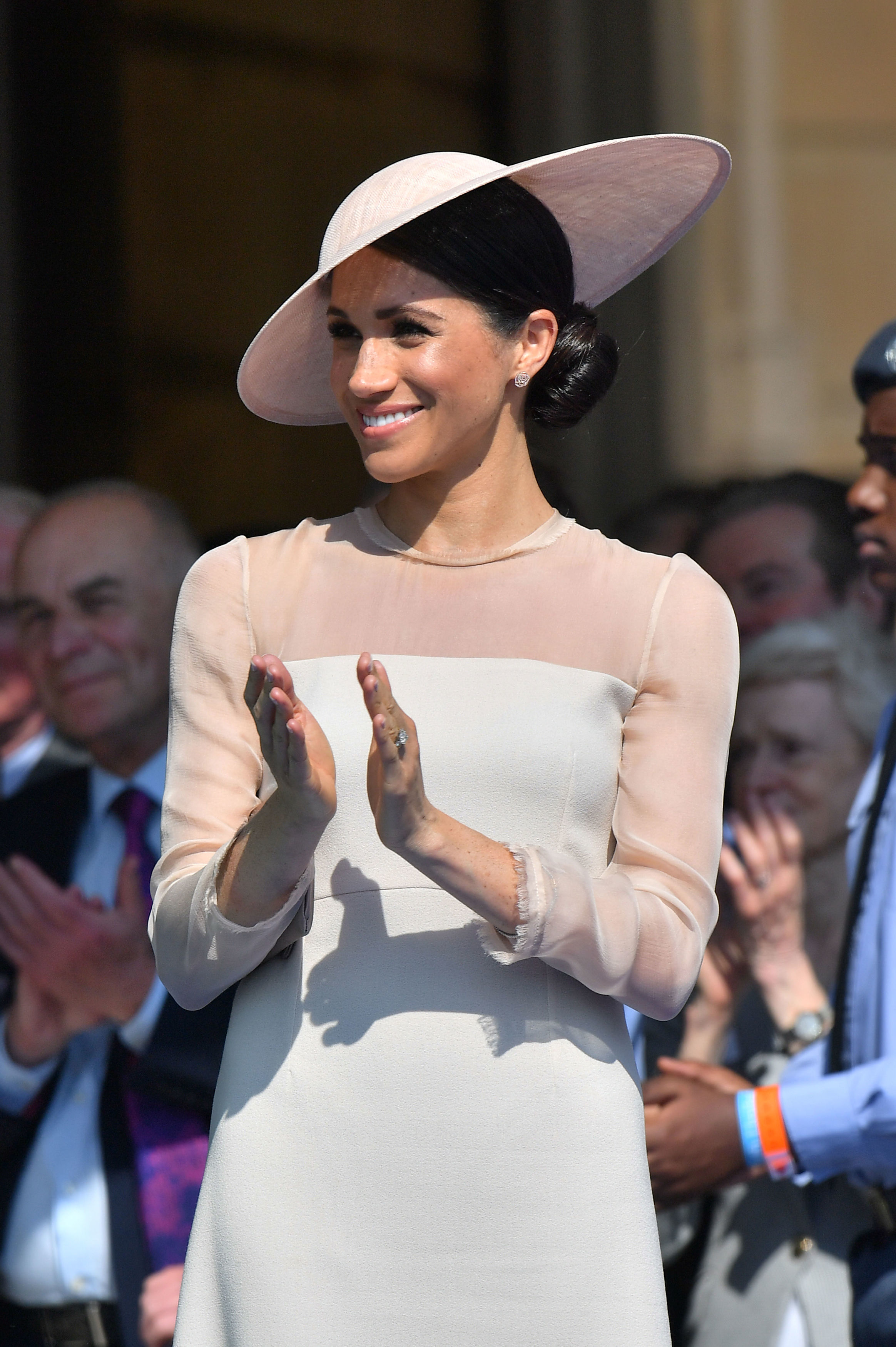 Meghan was clearly impressed (Dominic Lipinski/PA)