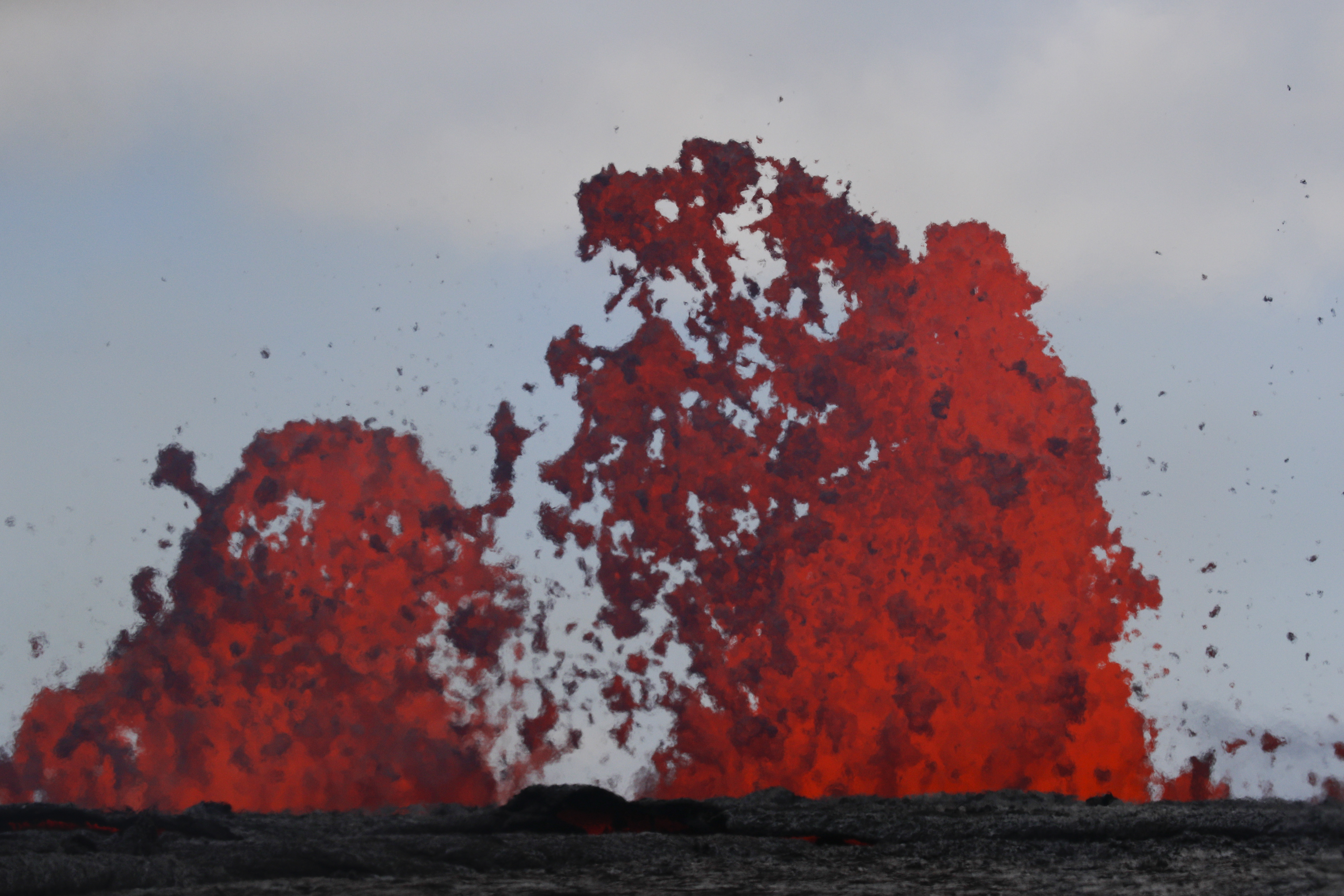 Fissures spew lava in the Leilani Estates subdivision near Pahoa, Hawaii (Jae C Hong/AP)