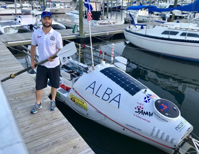 Niall Iain Macdonald has set off on his third solo rowing attempt across the North Atlantic Ocean (SAMH/PA)