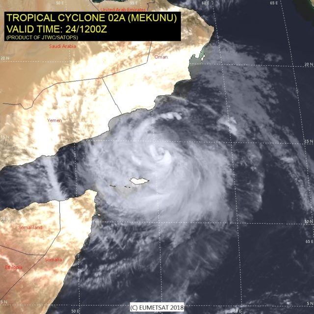 Satellite image showing the storm heading for the coast of Oman