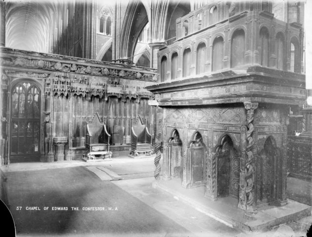 Westminster Abbey was the site of protests including damage to the coronation chair caused by a bomb (Historic England/PA)