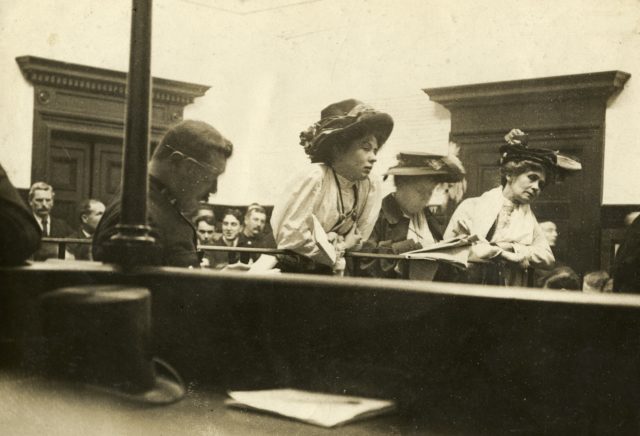 Leading suffragettes in the dock at Bow Street court (Historic England handout/PA)