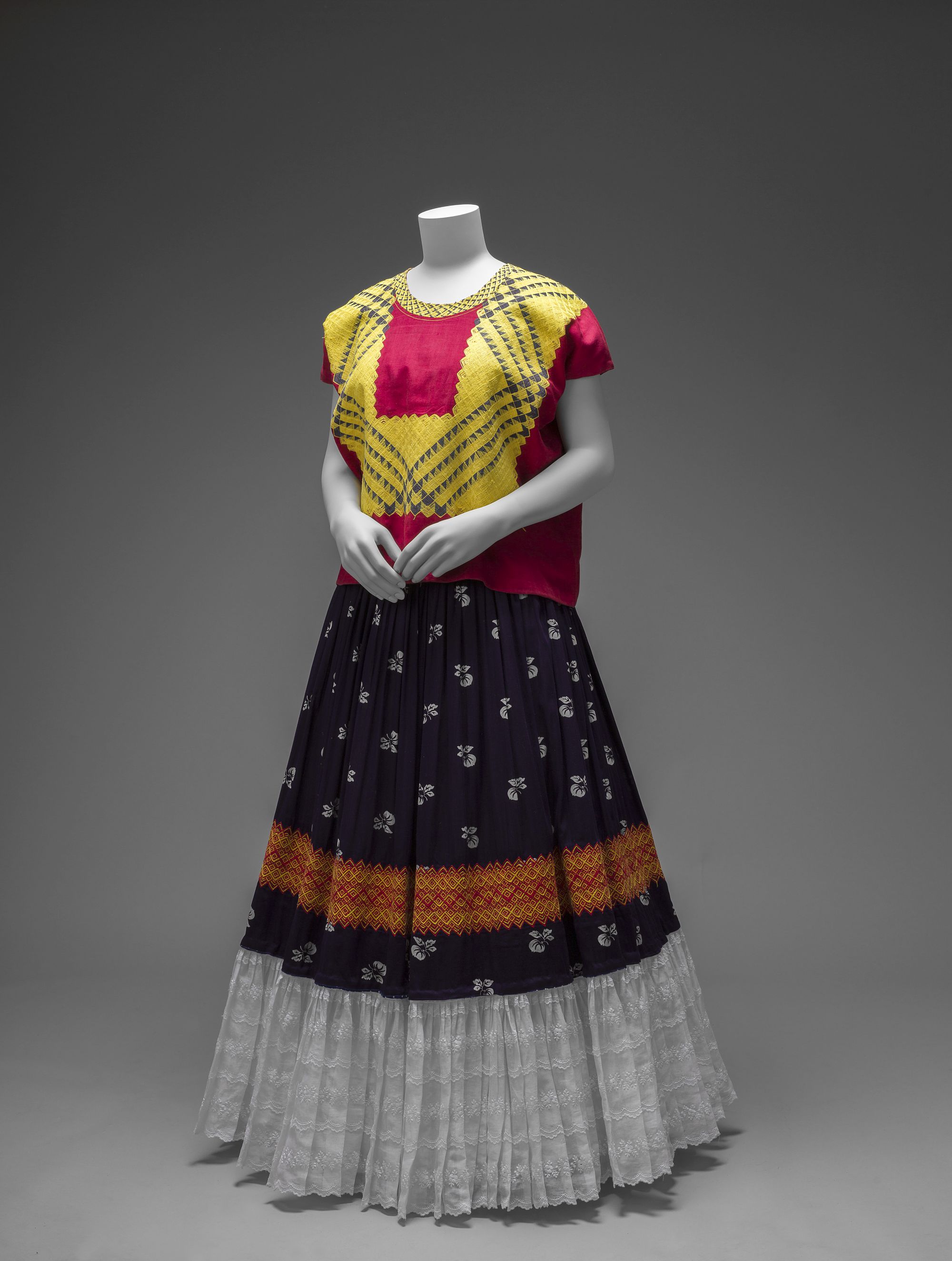 One of Frida's outfits on display at the new V&A exhibition (Museo Frida Kahlo/PA)