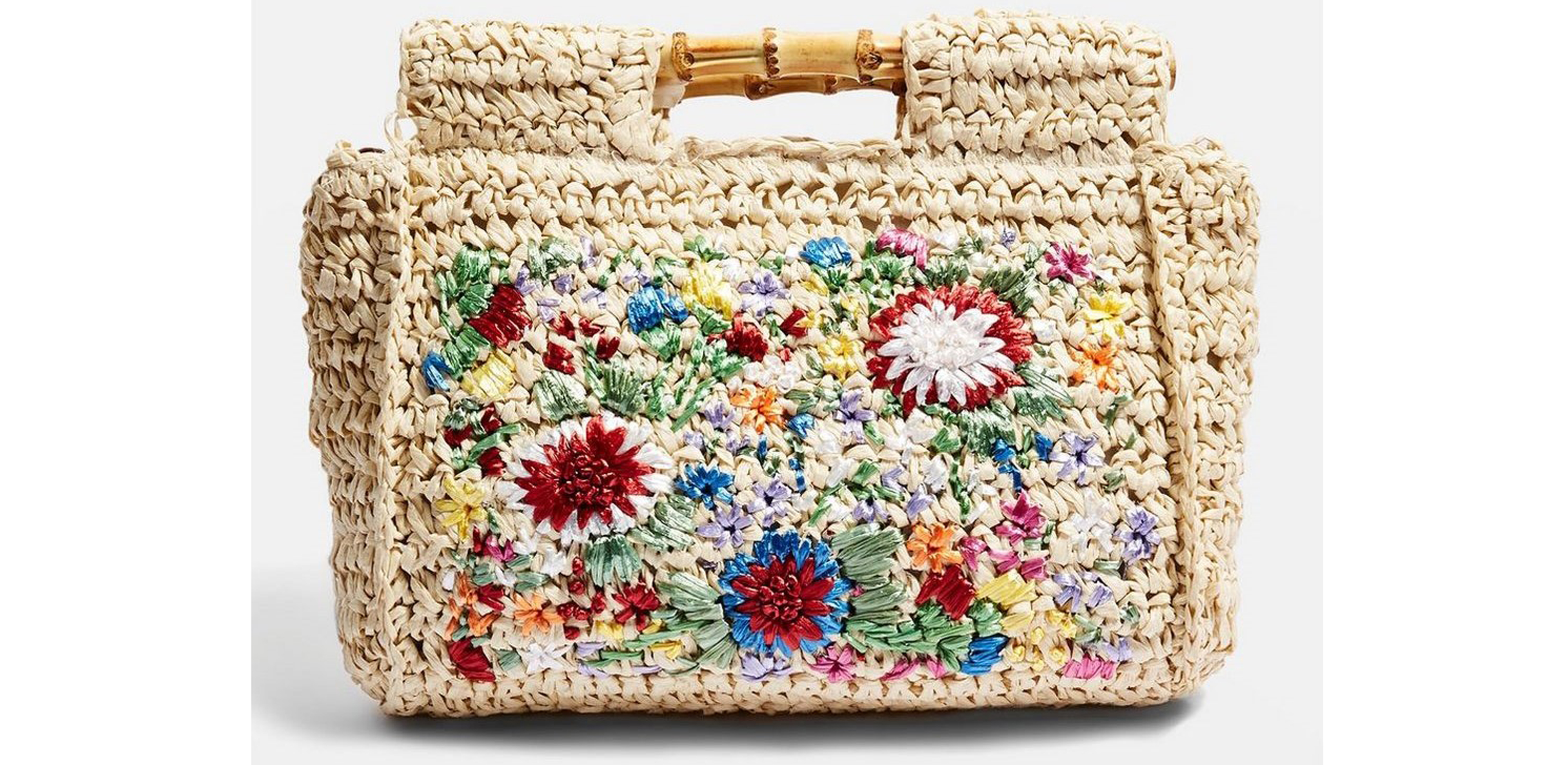Topshop Embroidered Bamboo Tote Bag