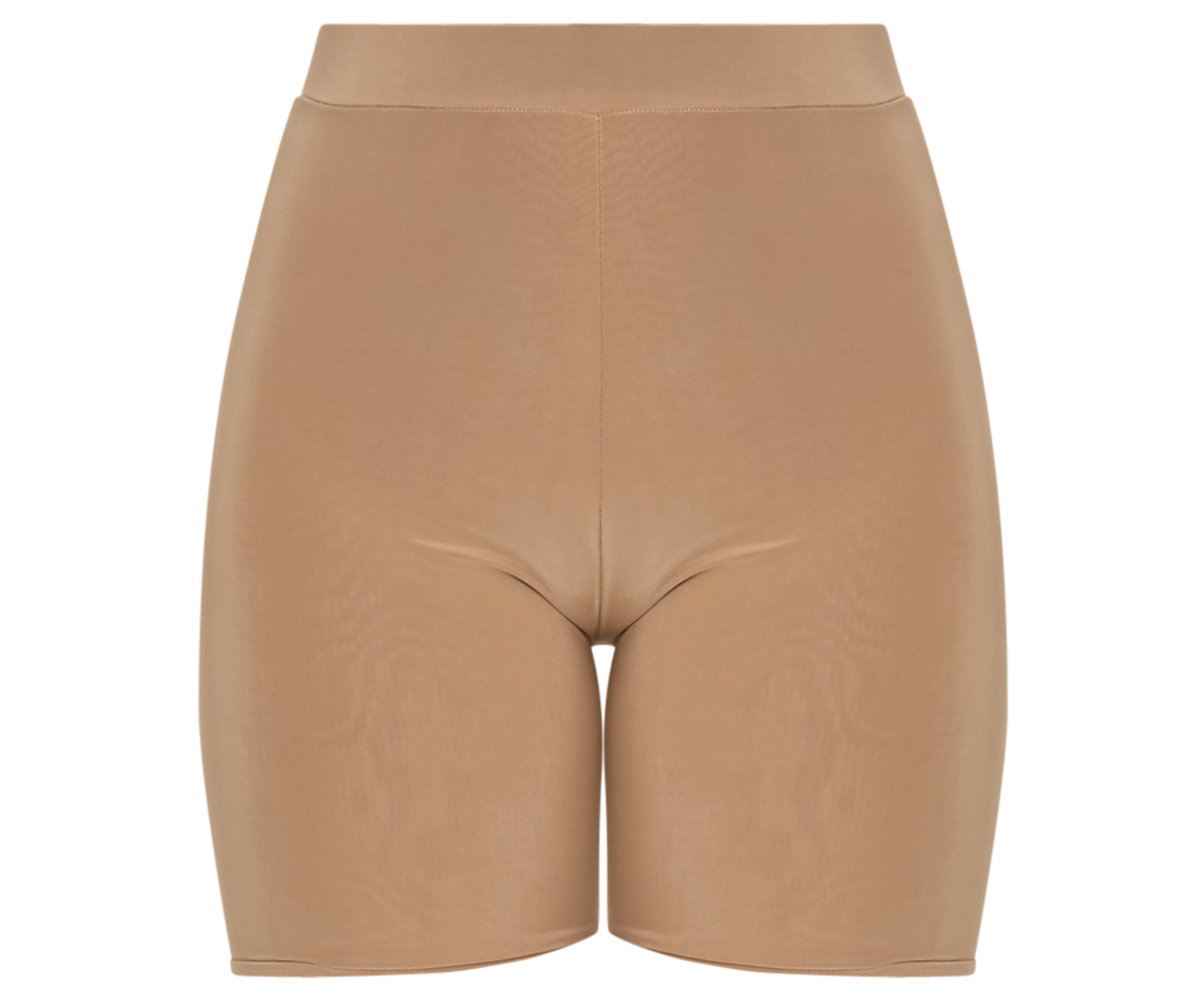 PrettyLittleThing Camel Slinky High Waisted Cycle Shorts