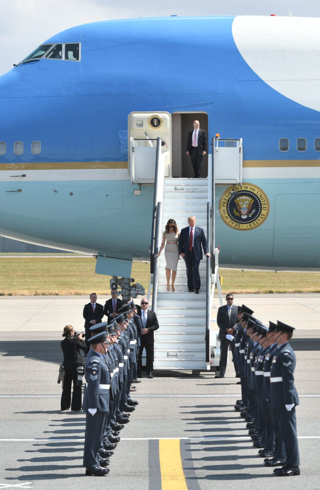 Donald and Melania Trump at Stansted