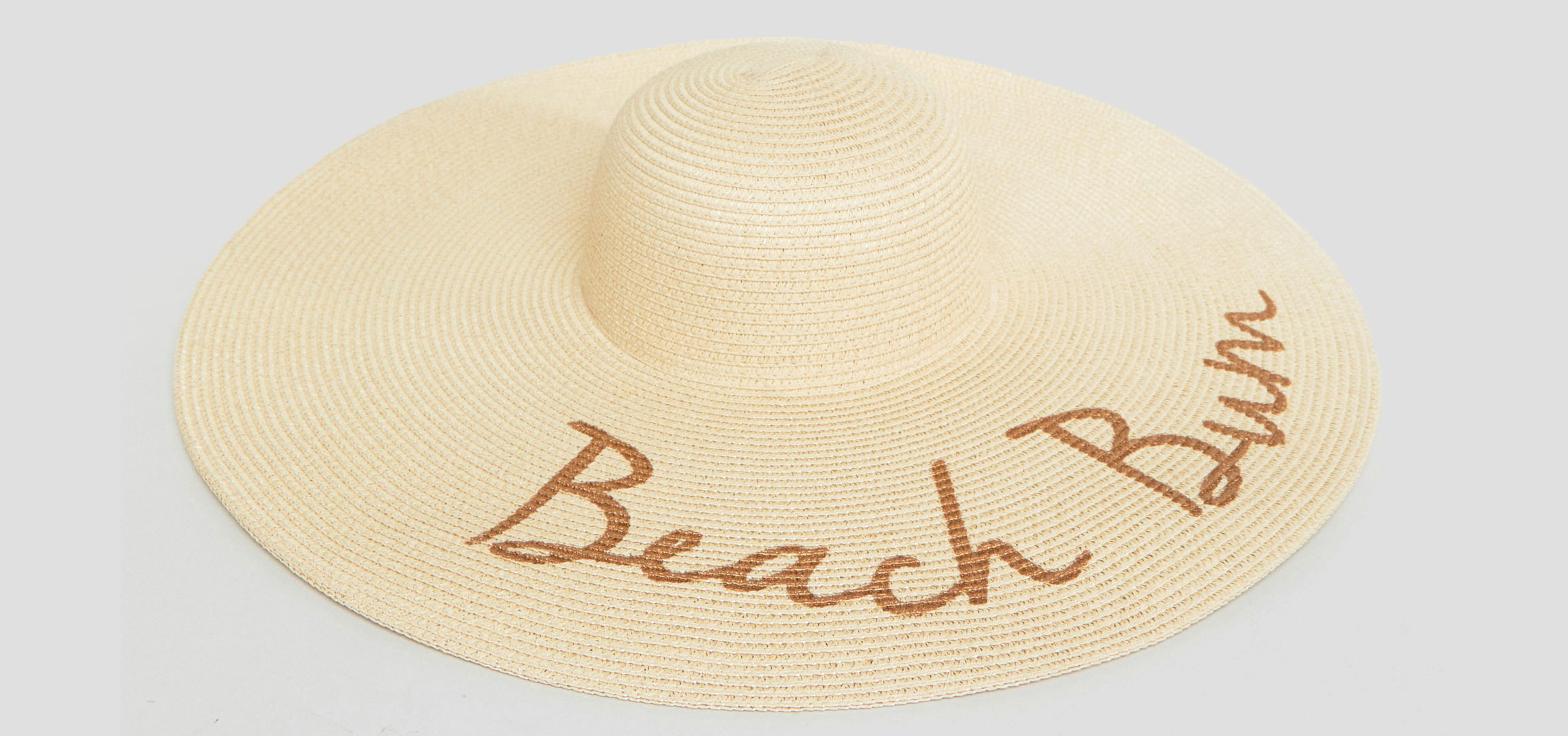 ASOS Straw Floppy Hat with Slogan and Size Adjuster