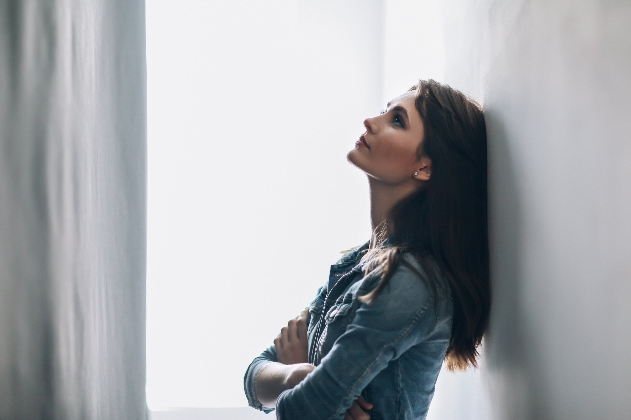 Portrait of tired beautiful woman