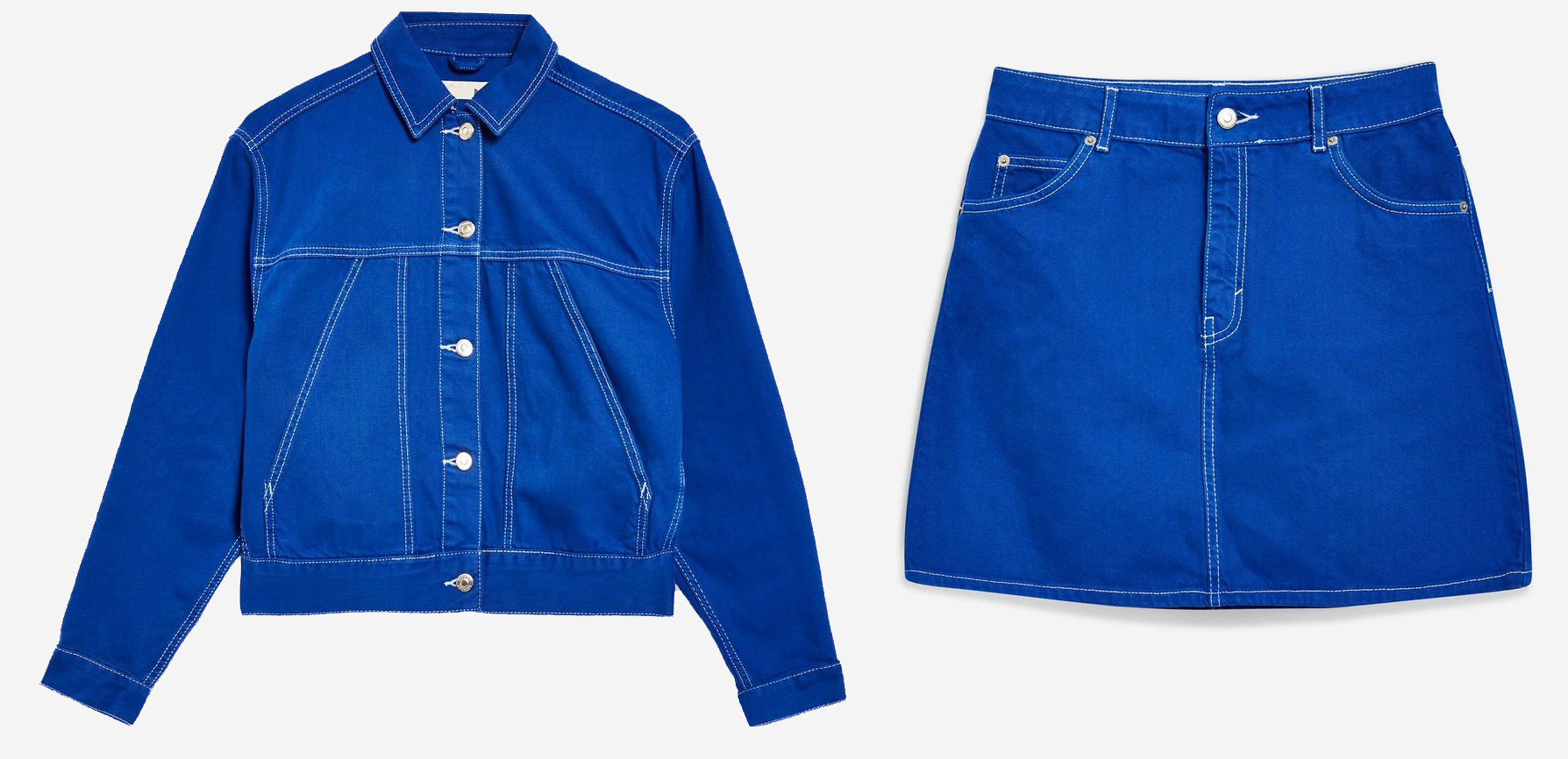 Topshop Cobalt Utility Denim Jacket and Blue Denim Skirt
